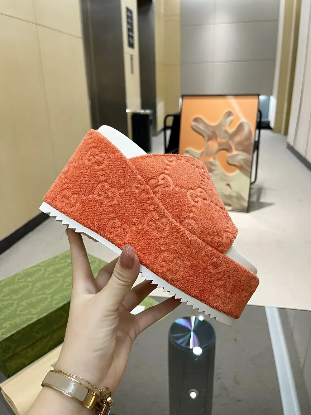Gucci GG Platform Sandal Orange for Women Gucci GG Platform Sandal Orange for Women