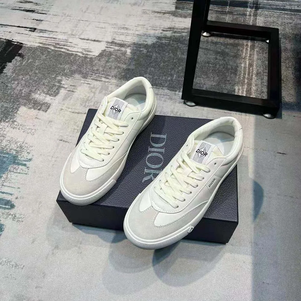 Dior B101 Sneaker Cream Smooth Calfskin and Greige Nubuck for Men Dior B101 Sneaker Cream Smooth Calfskin and Greige Nubuck for Men
