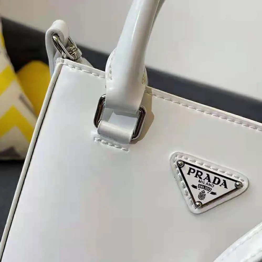 Prada Small Brushed Leather Tote for Women in White