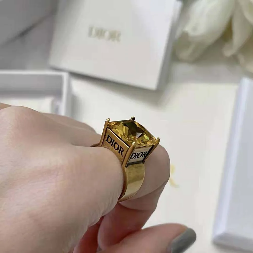 Dior Dio(r)evolution Ring Antique Gold for Women in Finish Metal and Citrine