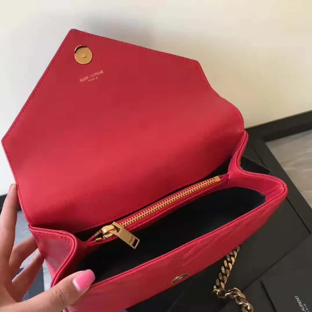 Saint Laurent YSL Classic Medium College Bag Matelasse Leather in Red