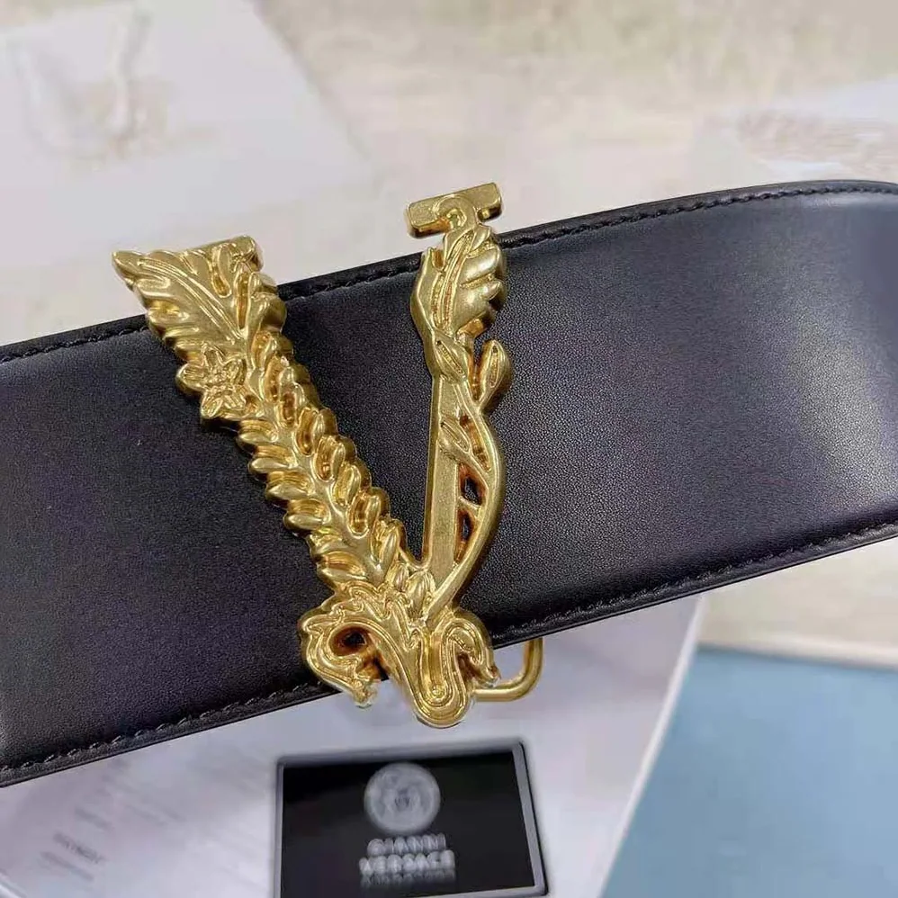 Versace Virtus Waist belt in Calf Leather for Women in Black