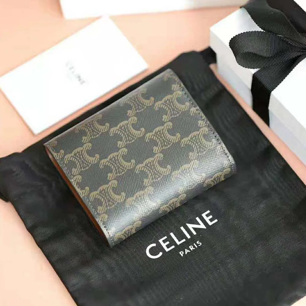 Celine Small Triomphe Wallet in Triomphe Canvas for Women in Tan Celine Small Triomphe Wallet in Triomphe Canvas for Women in Tan