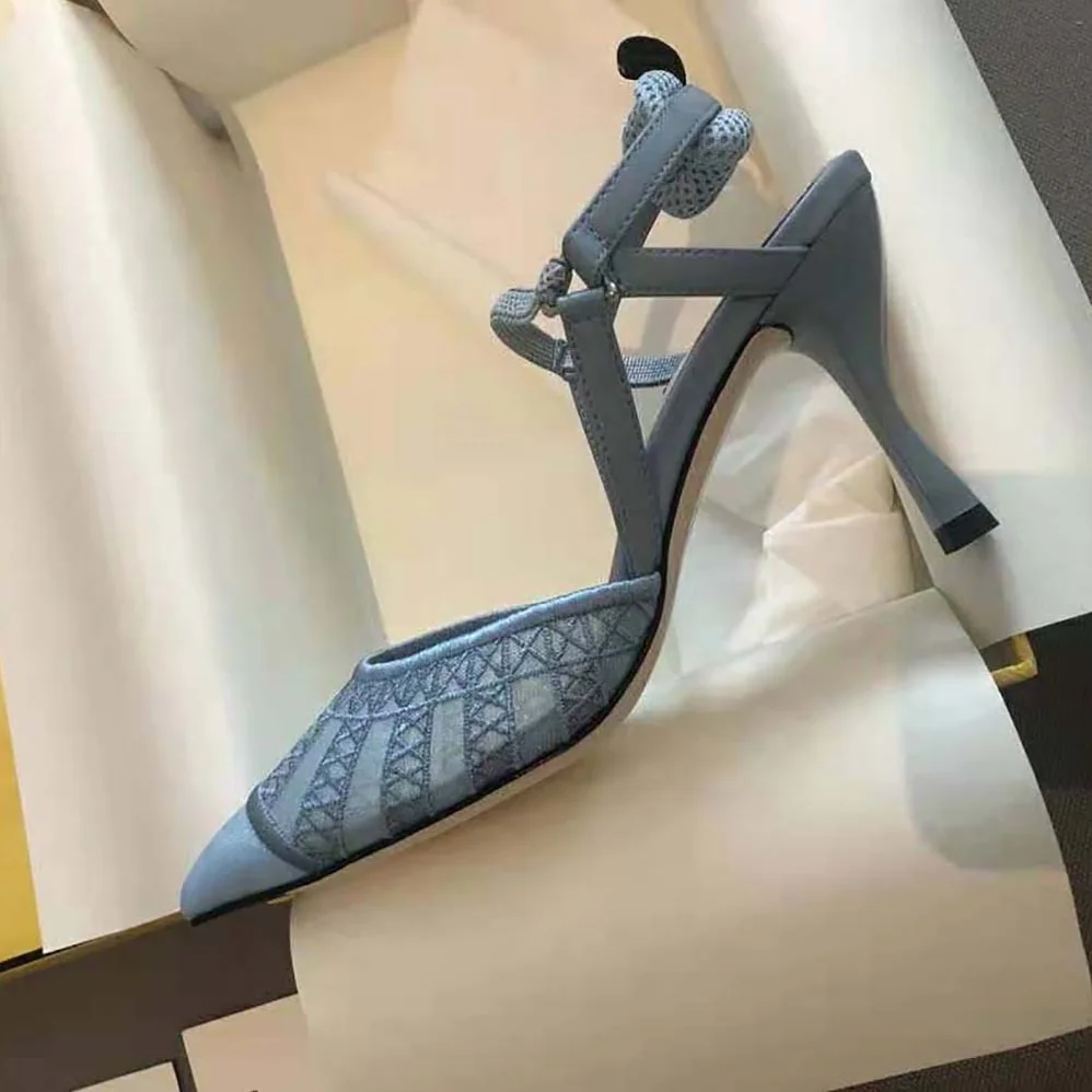 Fendi Colibri Lite Light Blue Micromesh High for Women in heeled Slingbacks Fendi Colibri Lite Light Blue Micromesh High for Women in heeled Slingbacks
