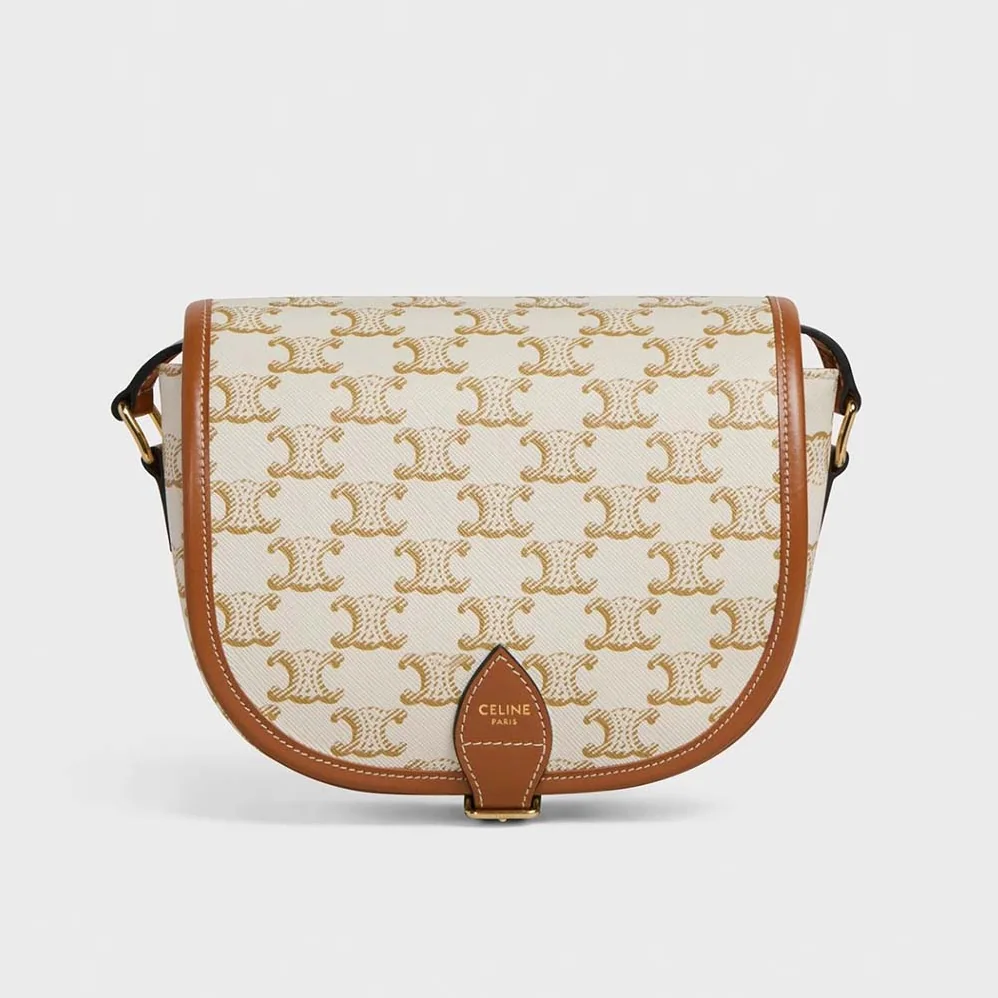Celine Medium Folco Bag in Triomphe Canvas and Calfskin for Women