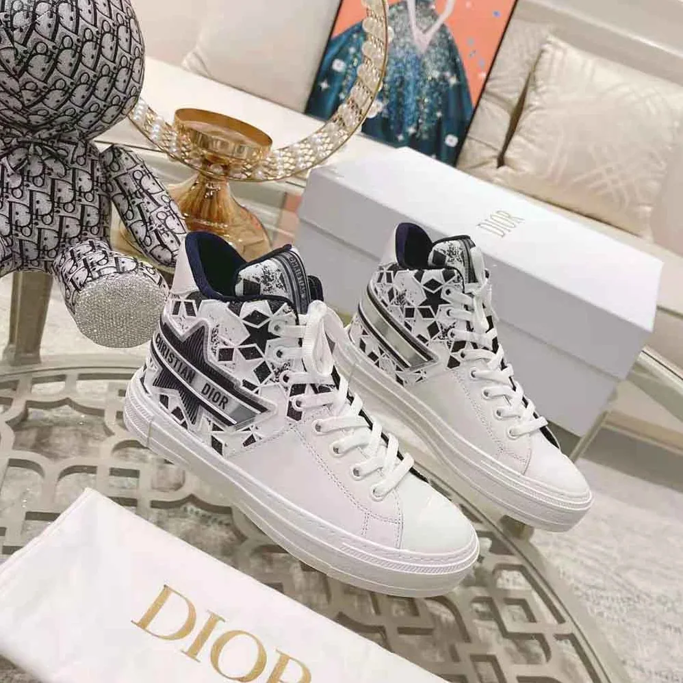 Dior Walk N Dior Star Sneaker Blue and White Calfskin and Technical Fabric for Women Dior Walk N Dior Star Sneaker Blue and White Calfskin and Technical Fabric for Women