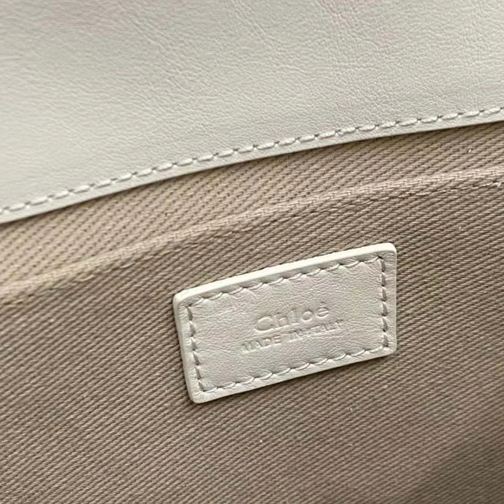 Chloe Mini Woody Tote Bag with Embroidered Chloé Logo for Women in White
