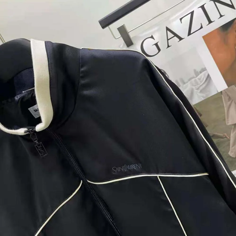 Saint Laurent YSL Saint Laurent Teddy Jacket in Satin Crepe for Women in Black Saint Laurent YSL Saint Laurent Teddy Jacket in Satin Crepe for Women in Black