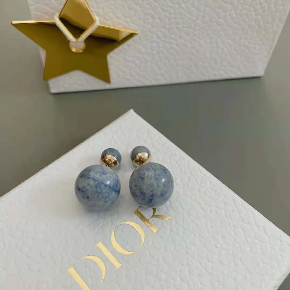 Dior Tribales Earrings Gold-Finish Metal and Blue Stone for Women
