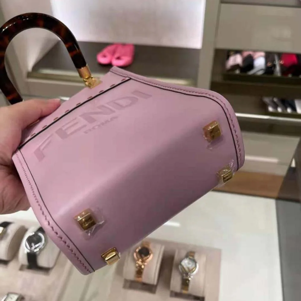 Fendi Mini Sunshine Shopper Leather Mini-Bag for Women in Pink