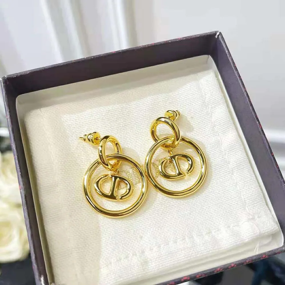 Dior CD Navy Earrings Gold for Women in Finish Metal Dior CD Navy Earrings Gold for Women in Finish Metal