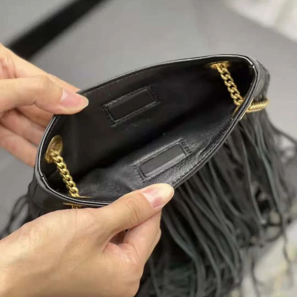 Saint Laurent YSL Grace Small Chain Bag in Suede for Women in Black Saint Laurent YSL Grace Small Chain Bag in Suede for Women in Black