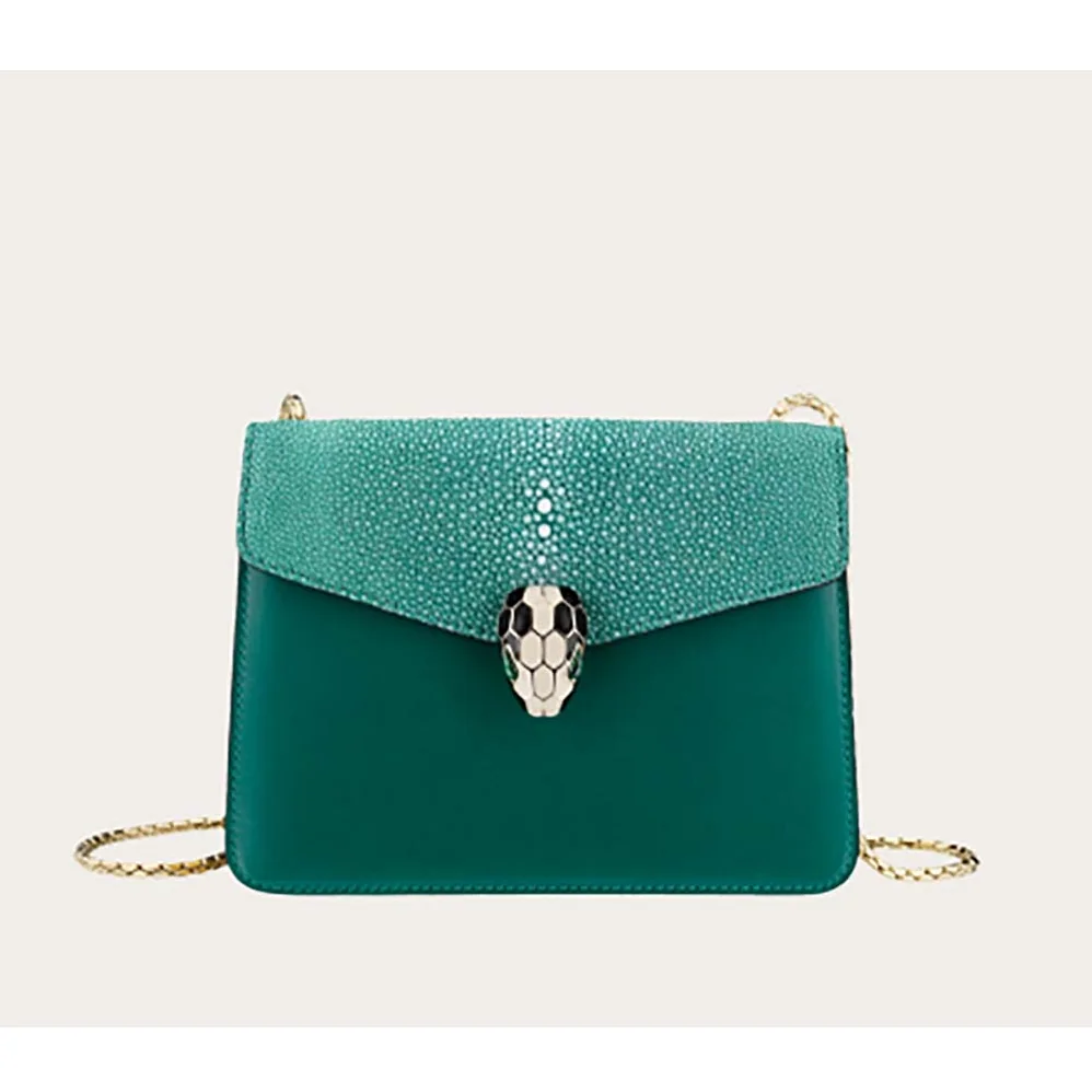 Bvlgari Serpenti Forever Medium Flap Cover Bag Calfskin for Women in Green Bvlgari Serpenti Forever Medium Flap Cover Bag Calfskin for Women in Green