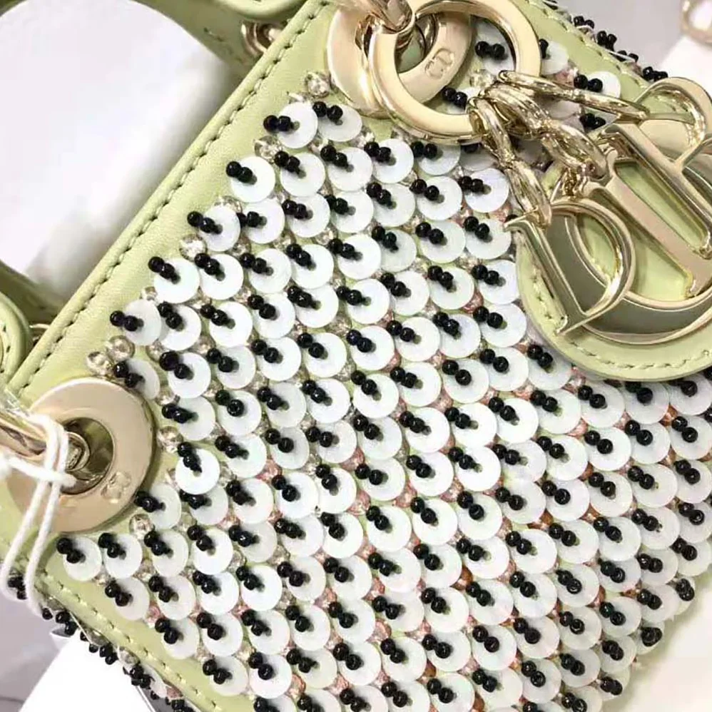 Dior Micro Lady Dior Bag Sage Green Embroidered Calfskin with Multicolor Sequins for Women Dior Micro Lady Dior Bag Sage Green Embroidered Calfskin with Multicolor Sequins for Women