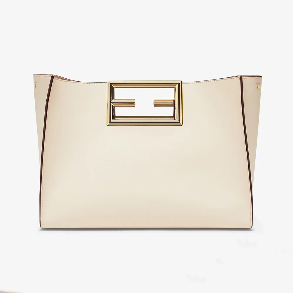 Fendi Way Medium Made of Camellia-Colored Leather Bag for Women in White