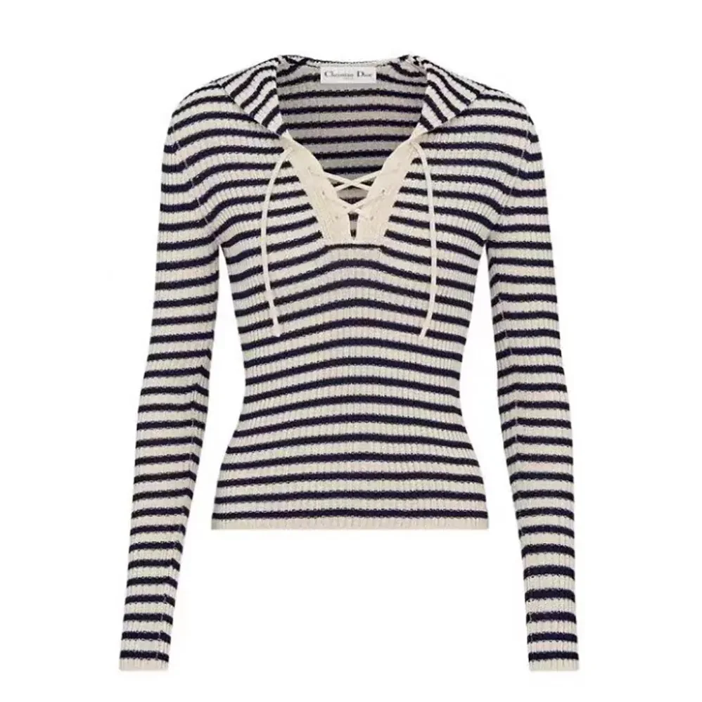 Dior Dioriviera Sweater Ecru Cotton Ribbed Knit for Women