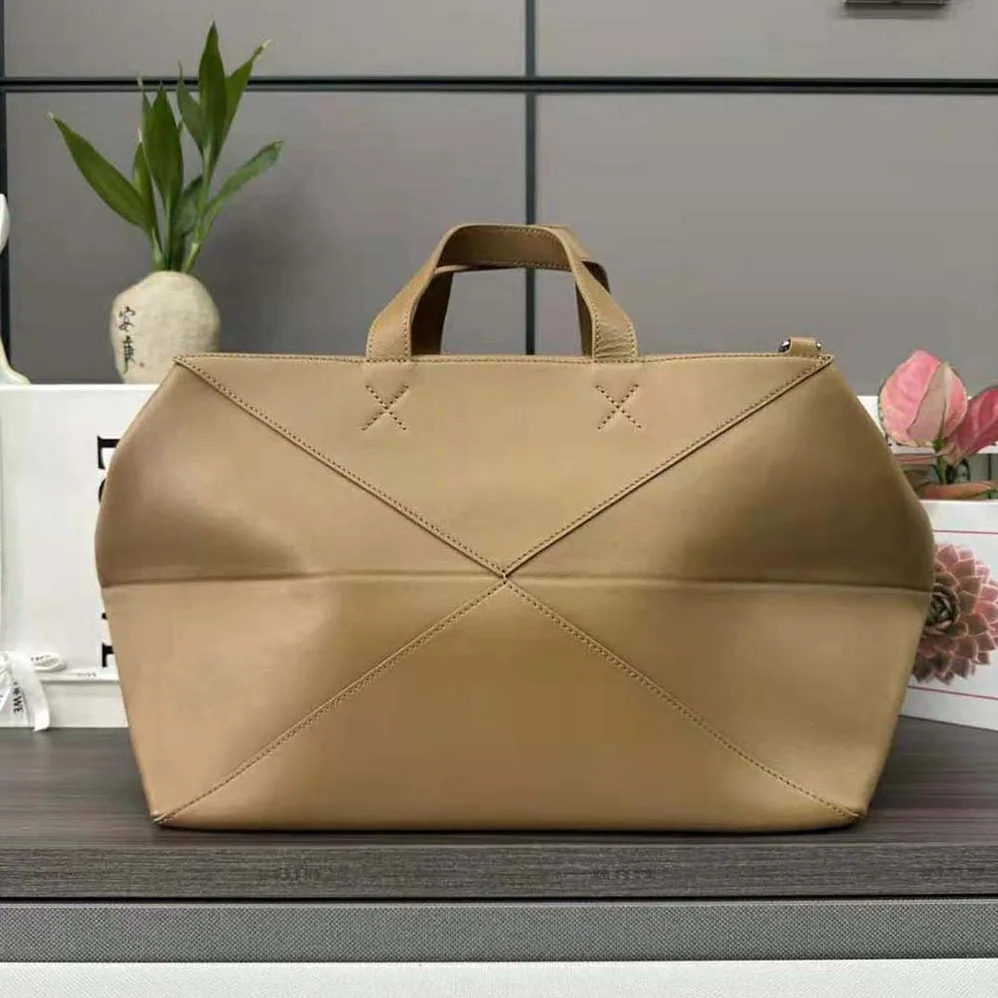Loewe XL Puzzle Fold Tote in Shiny Calfskin for Men in Brown