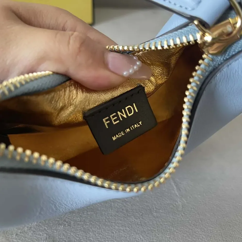 Fendi Nano Fendigraphy Blue Leather Charm for Women
