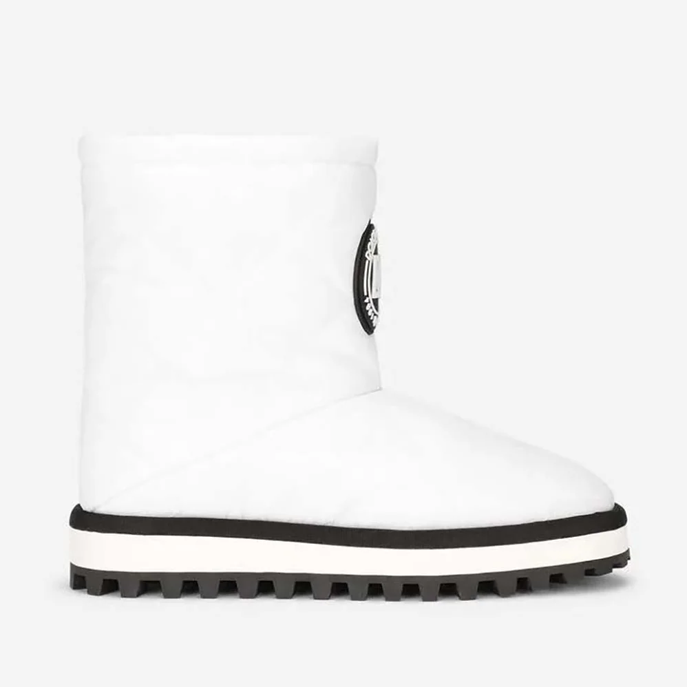 Dolce Gabbana D&G Nylon Ankle Boots with DG Logo for Women in White Dolce Gabbana D&G Nylon Ankle Boots with DG Logo for Women in White