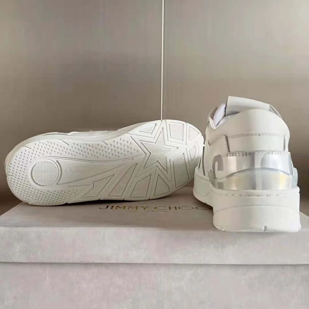 Jimmy Choo Florent/F White and Peacock Mix Leather Trainers for Women