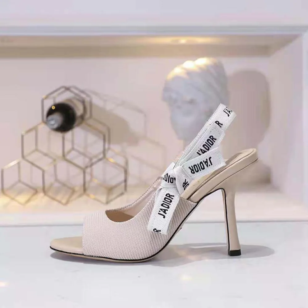 Dior J'adior Heeled Sandal Nude Technical Fabric in 8.5cm Heel for Women