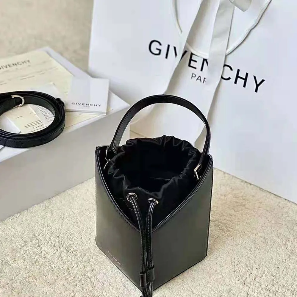 Givenchy Mini Cut Out Bucket Bag in Box Leather for Women in Black