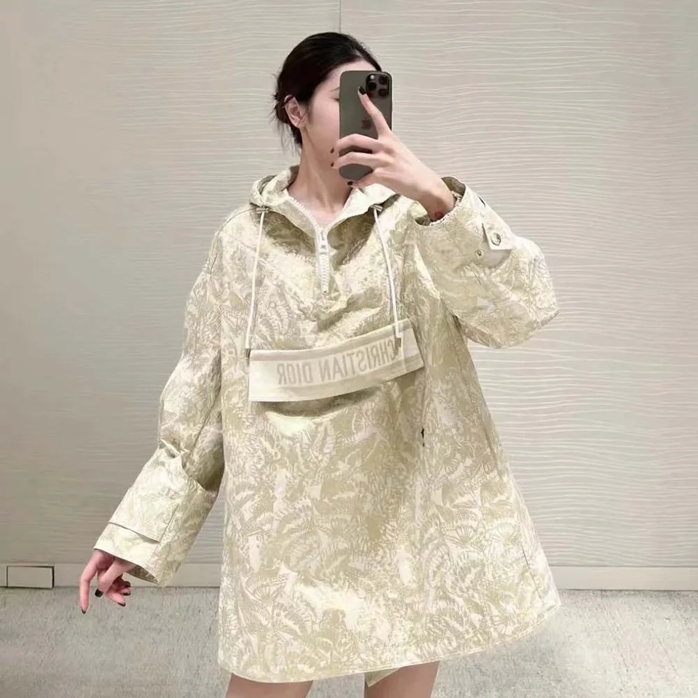 Dior Hooded D-Way windbreaker Gold for Women in Tone Technical Taffeta Jacquard Dior Hooded D-Way windbreaker Gold for Women in Tone Technical Taffeta Jacquard