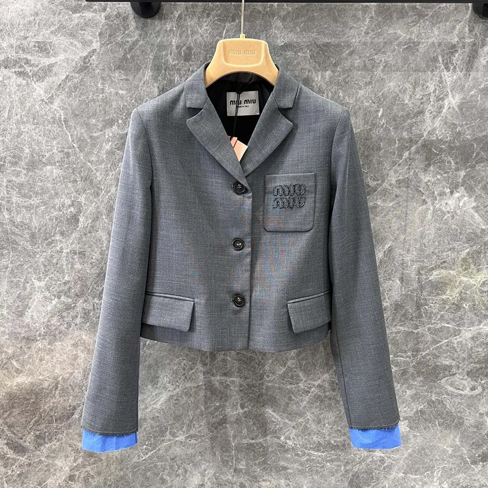 Miu Miu Single for Women in breasted Cropped Gabardine Jacket Miu Miu Single for Women in breasted Cropped Gabardine Jacket