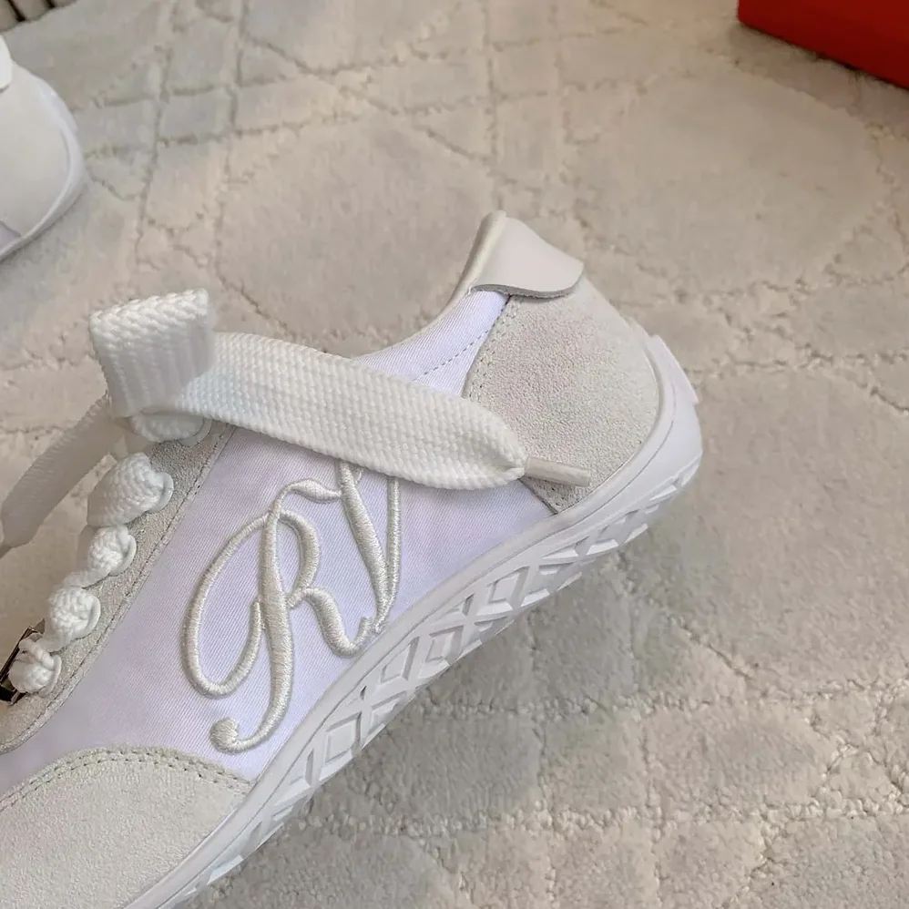 Roger Vivier Viv Low Sneakers in Suede for Women in White Roger Vivier Viv Low Sneakers in Suede for Women in White