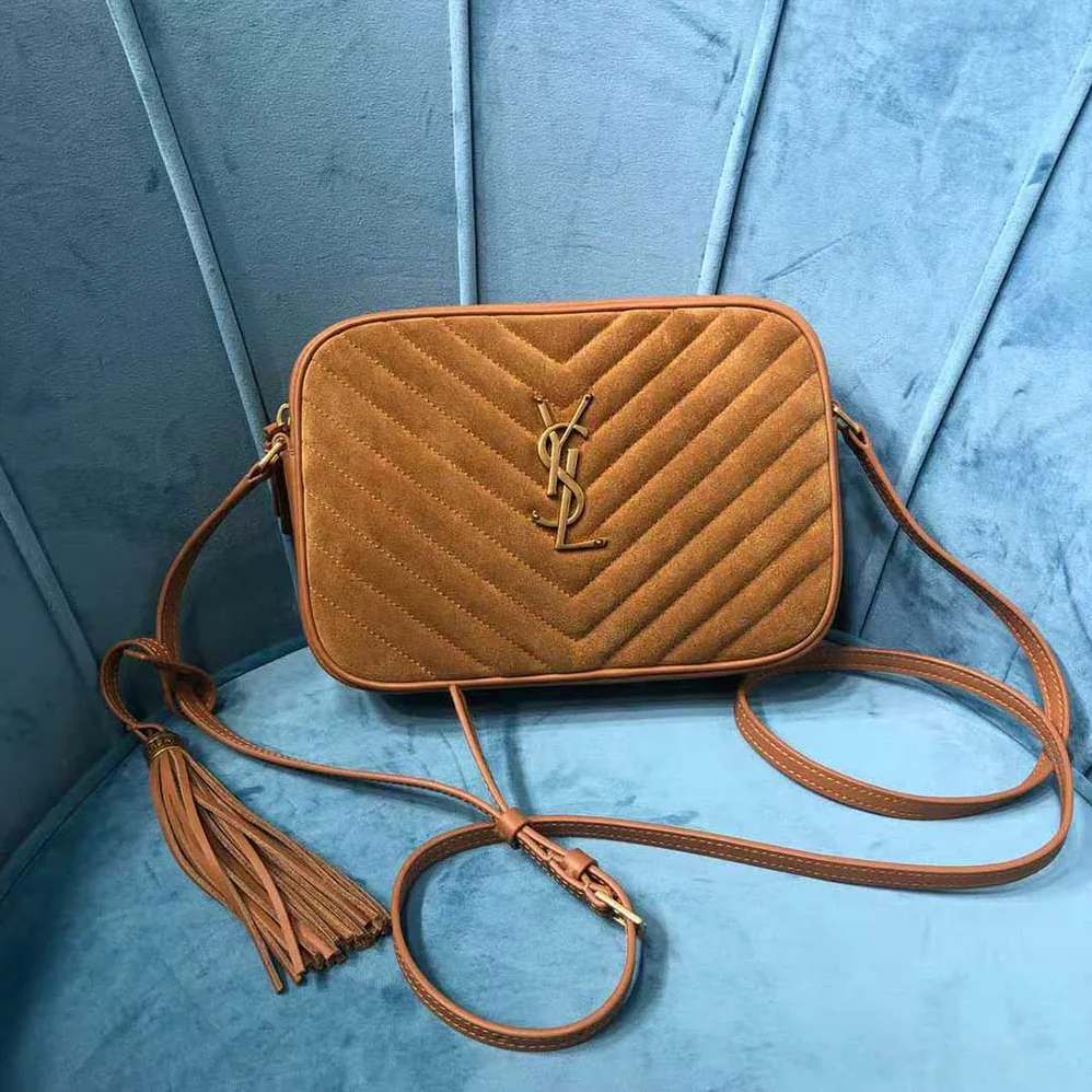 Saint Laurent YSL Lou Camera Bag in Quilted Suede and Smooth Leather for Women