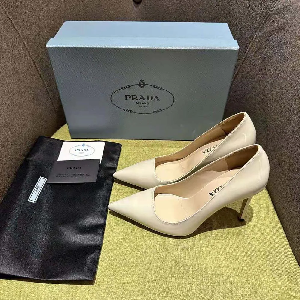 Prada Patent Leather Pumps for Women in White