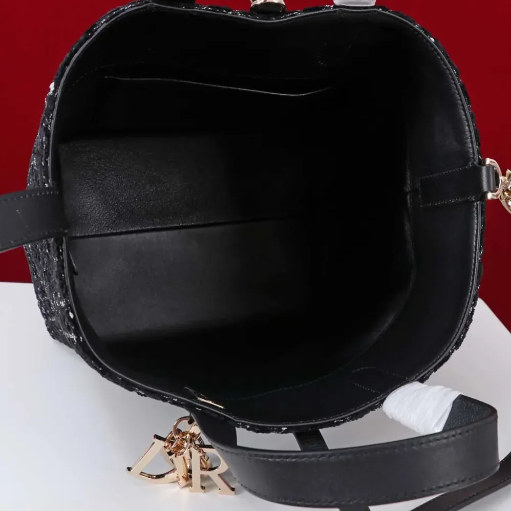 Dior Medium Dior Toujours Vertical Tote Bag Black Tweed with White Cannage Motif for Women Dior Medium Dior Toujours Vertical Tote Bag Black Tweed with White Cannage Motif for Women