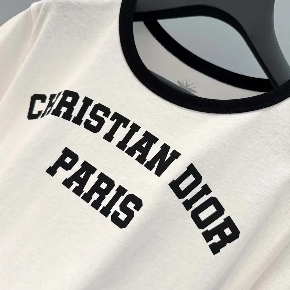 Dior T-Shirt White and Black Cotton and Linen Jersey for Men Dior T-Shirt White and Black Cotton and Linen Jersey for Men