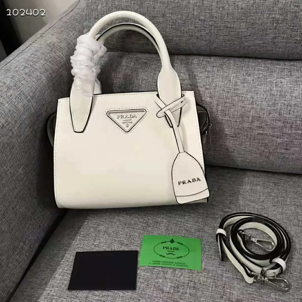 Prada Saffiano leather Prada Kristen Handbag for Women in Wihte Prada Saffiano leather Prada Kristen Handbag for Women in Wihte