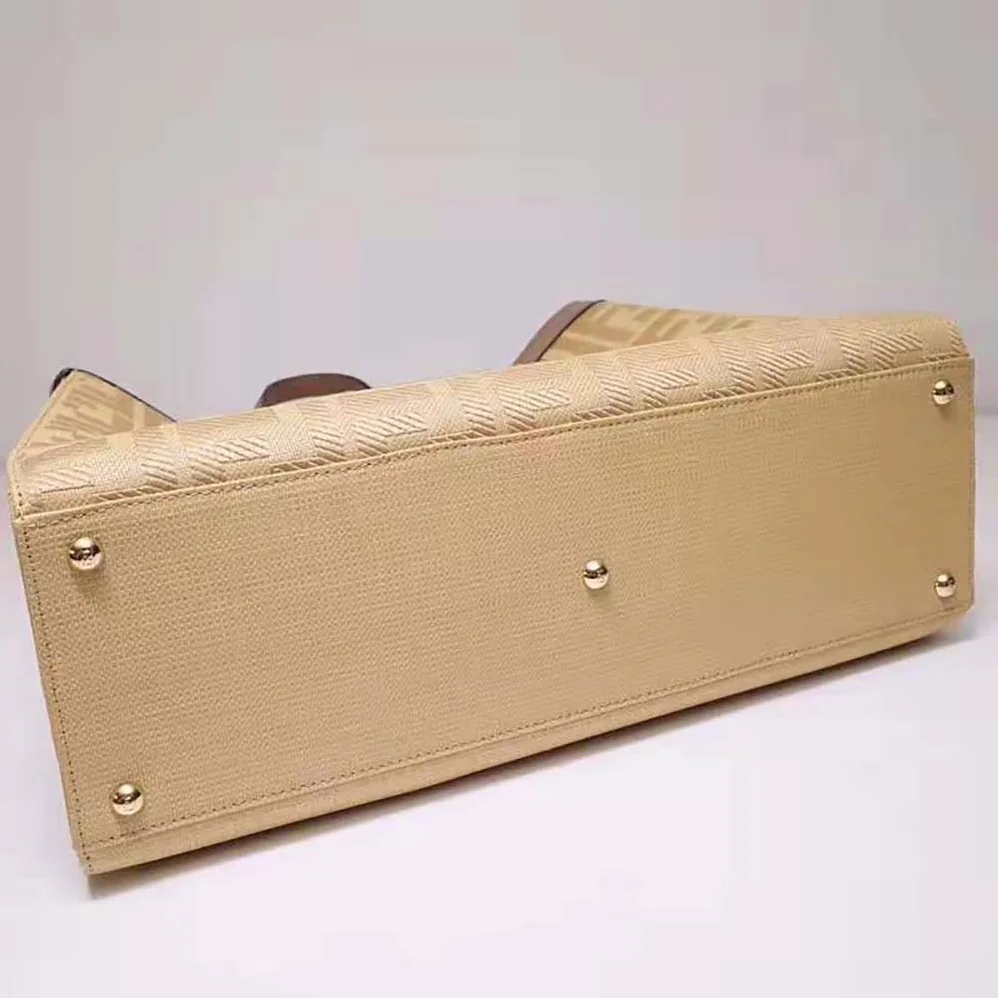 Fendi Peekaboo X for Women in Tote Beige Canvas Bag