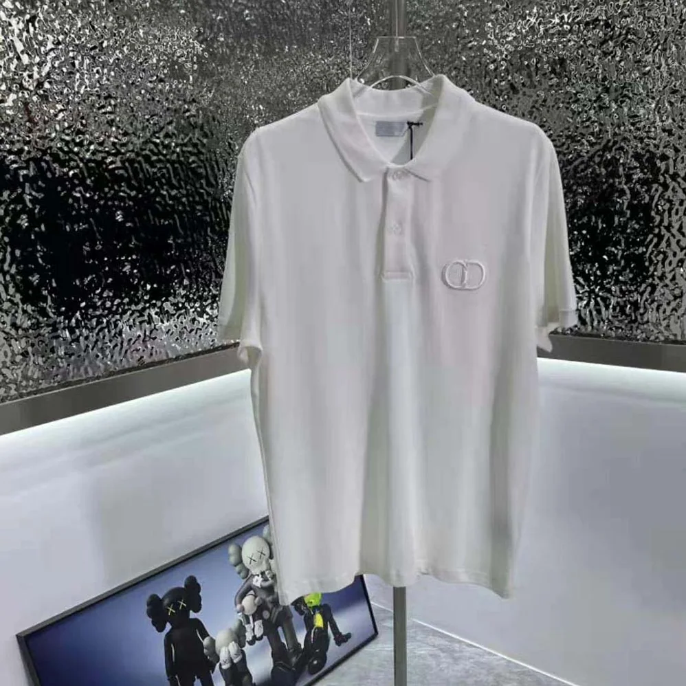 Dior CD Icon Polo Shirt White Cotton Pique for Men