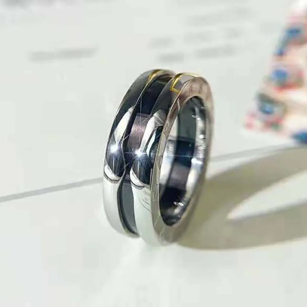 Bvlgari Save the Children One-band Sterling Silver Ring with Black Ceramic for Women