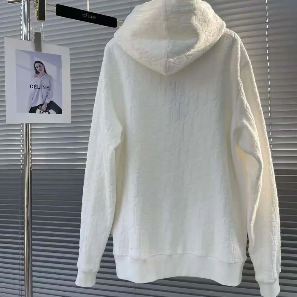 Dior Oblique Relaxed-Fit Hooded Sweatshirt Off for Men in White Terry Cotton Jacquard Dior Oblique Relaxed-Fit Hooded Sweatshirt Off for Men in White Terry Cotton Jacquard