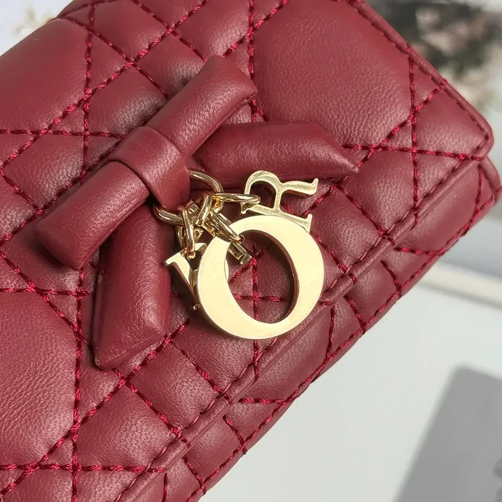 Dior Lady Dior Glycine Wallet Garance Red Cannage Lambskin for Women Dior Lady Dior Glycine Wallet Garance Red Cannage Lambskin for Women