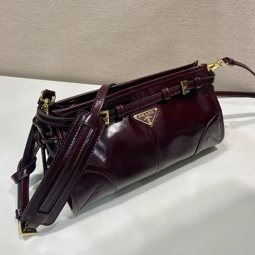 Prada Bonnie Small Leather Shoulder Bag for Women in Maroon Prada Bonnie Small Leather Shoulder Bag for Women in Maroon