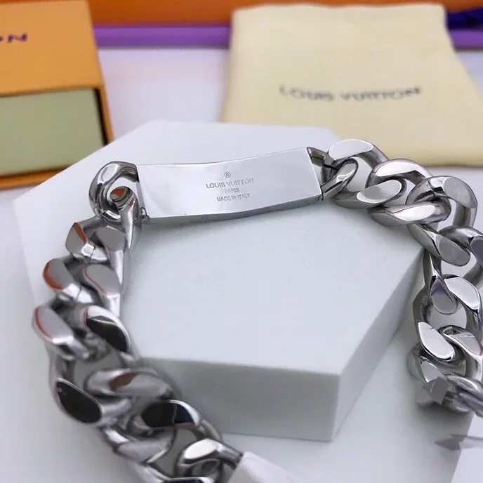 Louis Vuitton Monogram Chain Bracelet Silver Tone Louis Vuitton Monogram Chain Bracelet Silver Tone