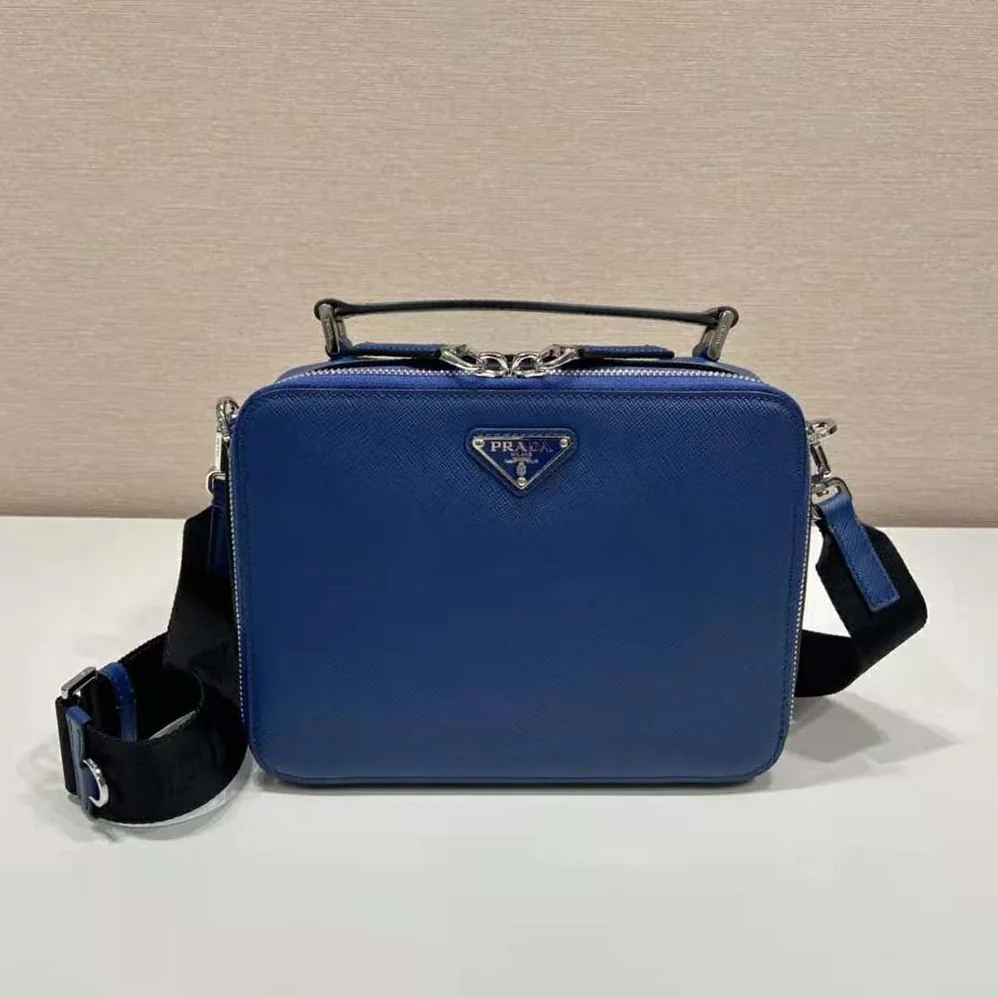 Prada Brique Saffiano Leather Bag for Men in Navy Prada Brique Saffiano Leather Bag for Men in Navy