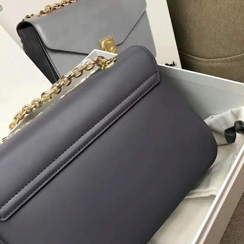Celine Medium C Bag in Shiny Calfskin for Women in Silver