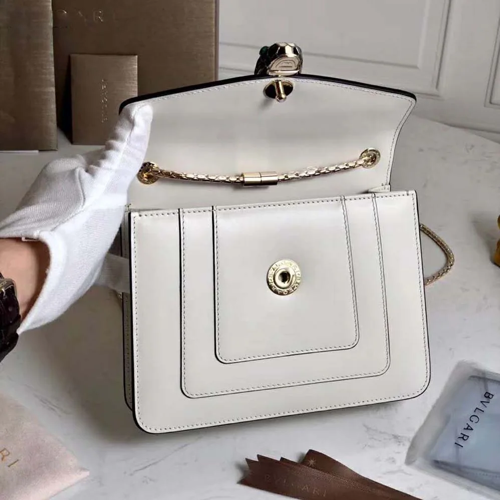 Bvlgari Flap Cover Bag Serpenti Forever in White Calf for Women Bvlgari Flap Cover Bag Serpenti Forever in White Calf for Women