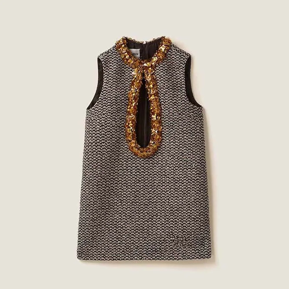 Miu Miu Embroidered Bouclé Mini for Women in dress with Embroidered Logo Miu Miu Embroidered Bouclé Mini for Women in dress with Embroidered Logo