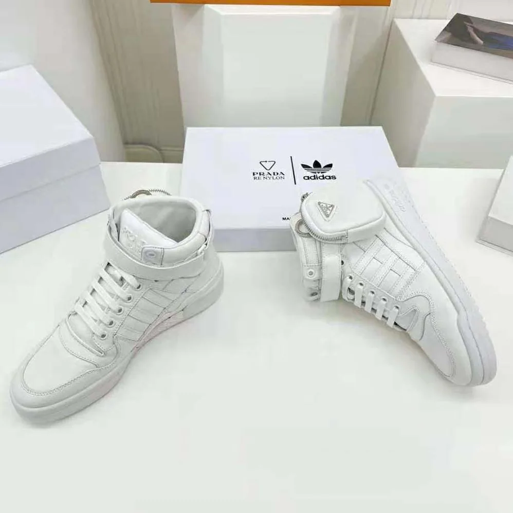 Prada Adidas for Prada Re-Nylon Forum High-Top Sneakers for Women in White