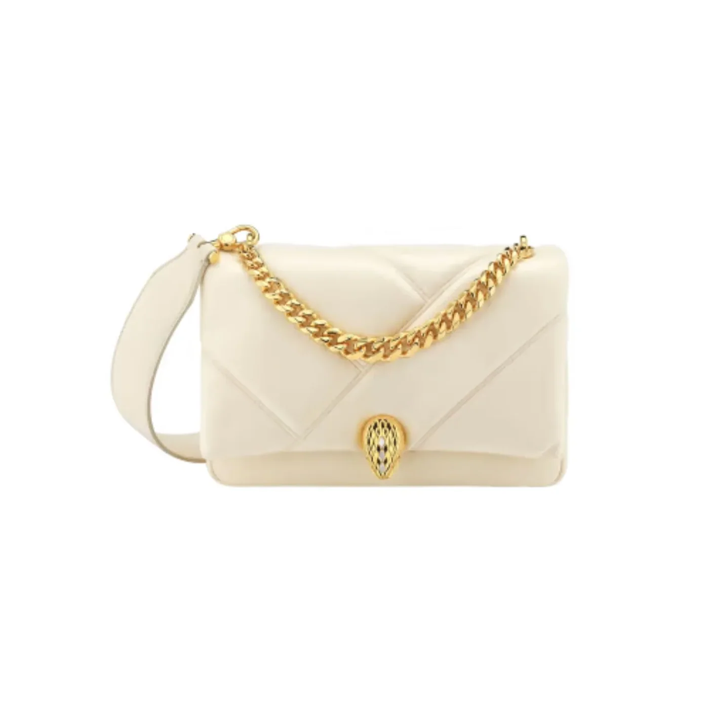 Bvlgari Serpenti Cabochon Crossbody Ivory Bag - 8.5 Inches/ Bvlgari Serpenti Cabochon Crossbody Ivory Bag - 8.5 Inches/