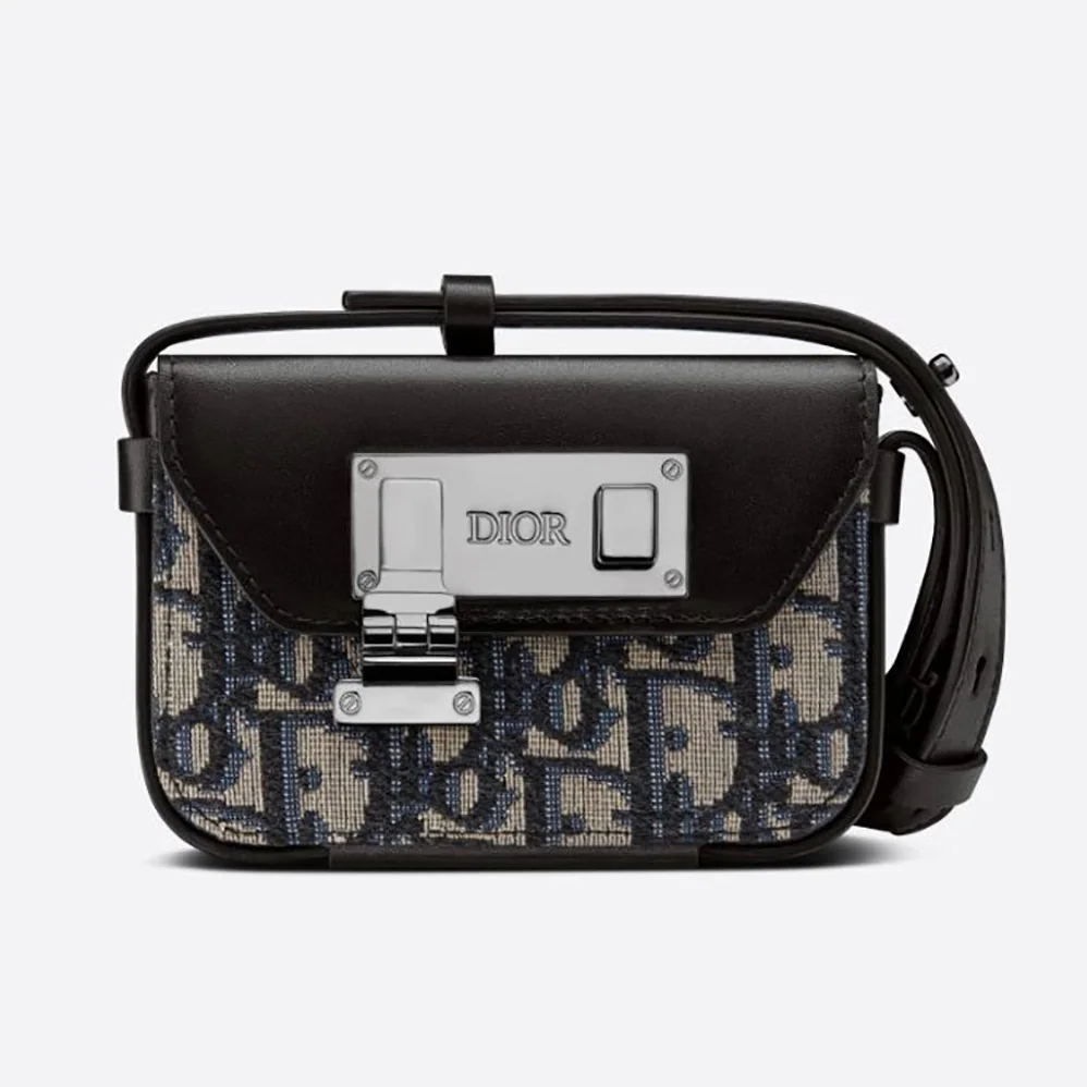 Dior Nano Pouch Beige and Black Dior Oblique Jacquard and Black Smooth Calfskin for Men Dior Nano Pouch Beige and Black Dior Oblique Jacquard and Black Smooth Calfskin for Men