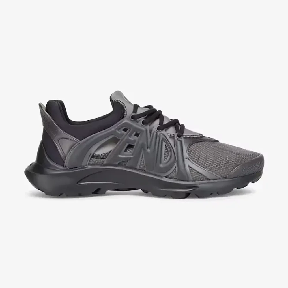 Fendi Tag Sneakers Black Technical Mesh Running Sneakers for Men Fendi Tag Sneakers Black Technical Mesh Running Sneakers for Men