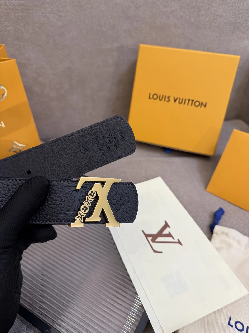 Louis Vuitton LV Initiales Monogram Belt Black With Gold Buckle Louis Vuitton LV Initiales Monogram Belt Black With Gold Buckle